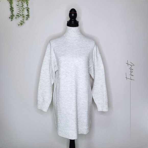 GREY TURTLENECK SWEATER DRESS - Picture 1 of 8